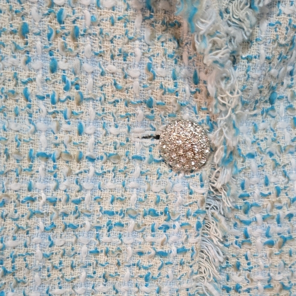 Grace Elements Sky Blue and White Tweed Blazer - Picture 5 of 7
